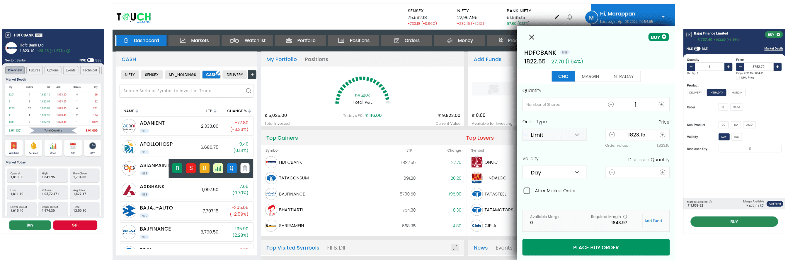 Mobile trading app interface for opening a free Demat account